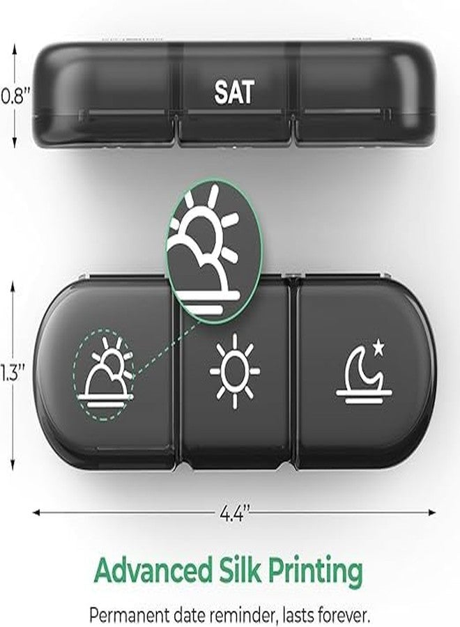 NEKIFACE Weekly Medicine Organizer Box 03 Times a Day, Tablets Container Case Travel Pill Box For 07 days | Black | 01 Pcs - Image 2